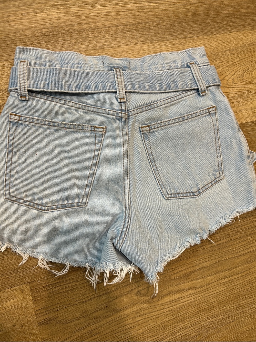 Vintage Y2K Abercrombie & Fitch Natural Rise Denim Belted Shorts |Size 27/4 - Picture 4 of 6